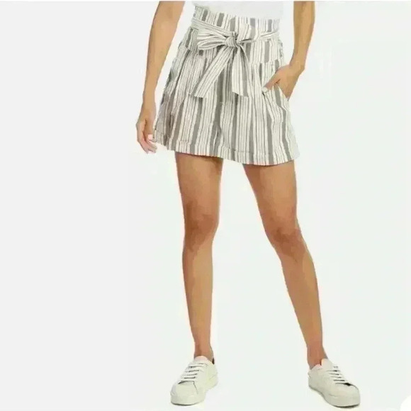 LA VIE REBECCA TAYLOR Stripe Tie Waist Cotton Shorts SZ S - Picture 1 of 9